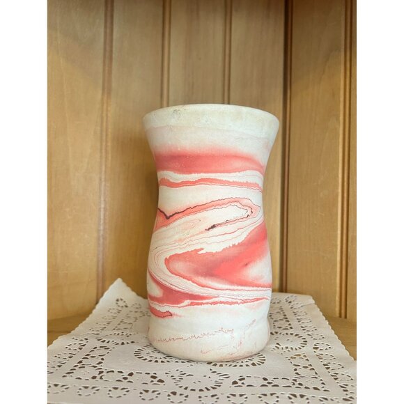 Vintage Mid Century Nemadji Pottery Vase Red Swirl Minnesota USA Native American - Picture 2 of 7